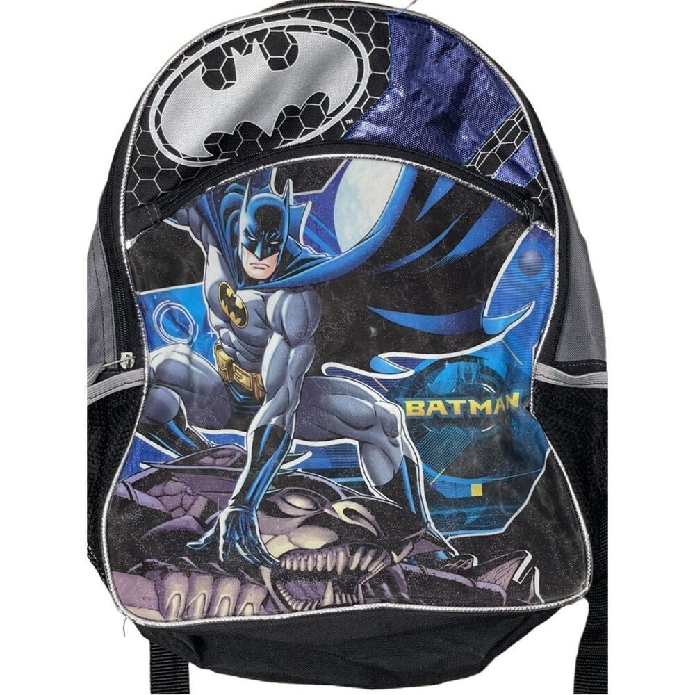Batman Graphic Kids Shimmering School Backpack - Blue & Black - Boys - Or Girls
